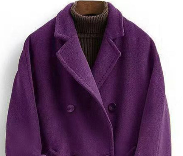 Double-Faced Wool Long Loose Coat Women's Casual Layering Coat