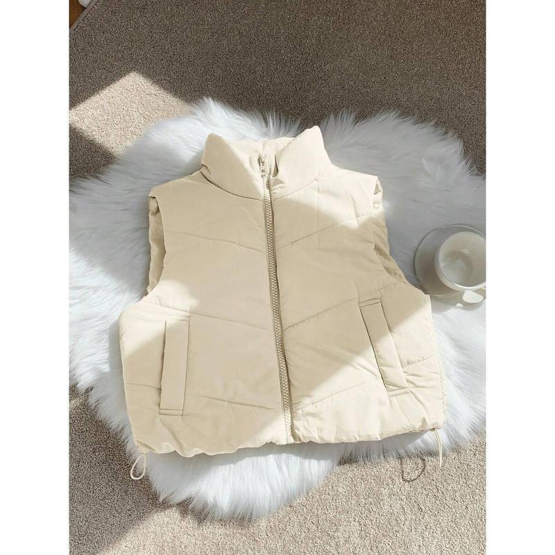 Double-Sided Corduroy Drawstring Jacket With Zipper And Buttons