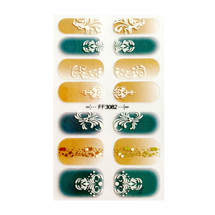 Women's Gemstone Inspired Almond Shaped Nails Stickers in Multiple Colors