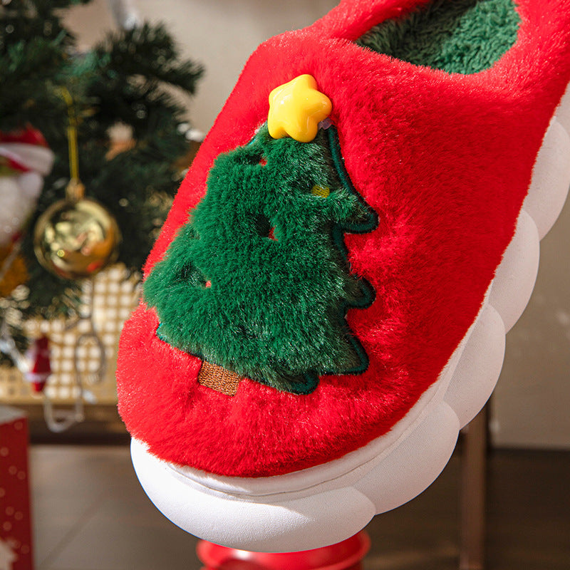 Ultra Plush and Soft Christmas Tree House Slippers with Traction Soles