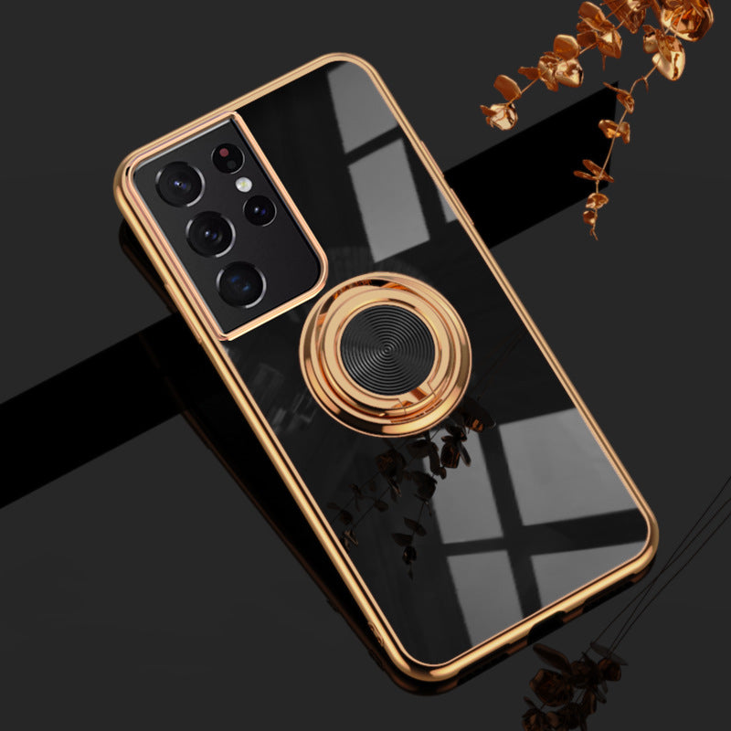 Electroplated Ring Stand Silicone Phone Case For Samsung Models