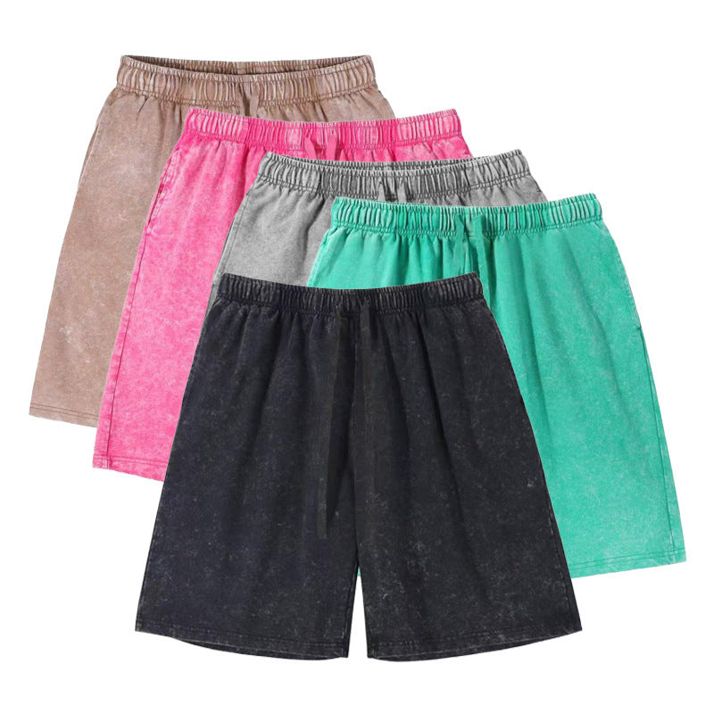 Distressed Fried Snowflake Shorts Washed Cotton Retro Loose Shorts