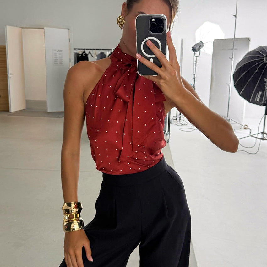 Design Sense American Hot Girl Lace-up Halterneck Camisole Women