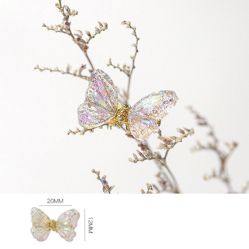 Glittery Transparent Butterfly Nail Charm in Multiple Colors