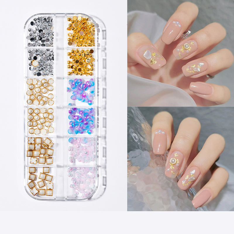 Witte en zilveren 3D Pearl en Butterfly Nail Adornments