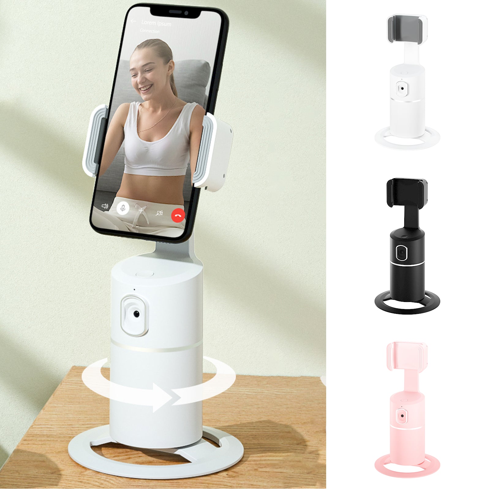 AI Face?Tracking 360° Rotating Phone Stand For Live Streaming