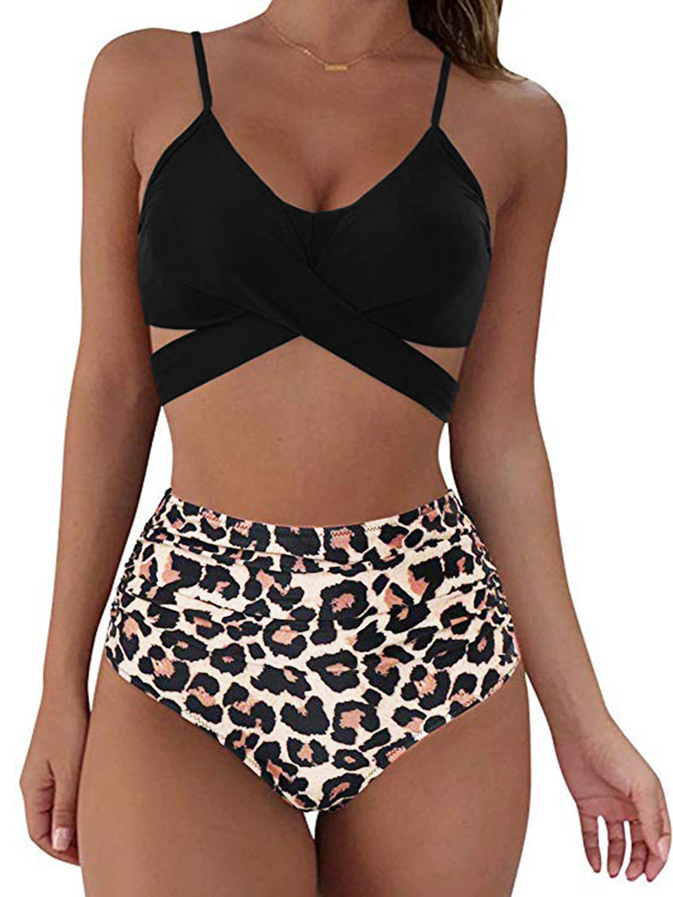 Tweedelige bikini met dames met bodem met hoge taille dierenprint