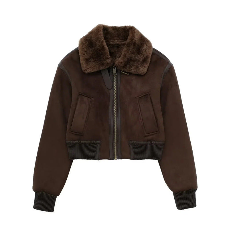 Warm Fur Integrated Loose Motorcycle Double-sided Jacket Jacket