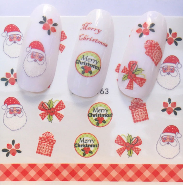 Women's Festive Red and White Holiday Themed Nail Set