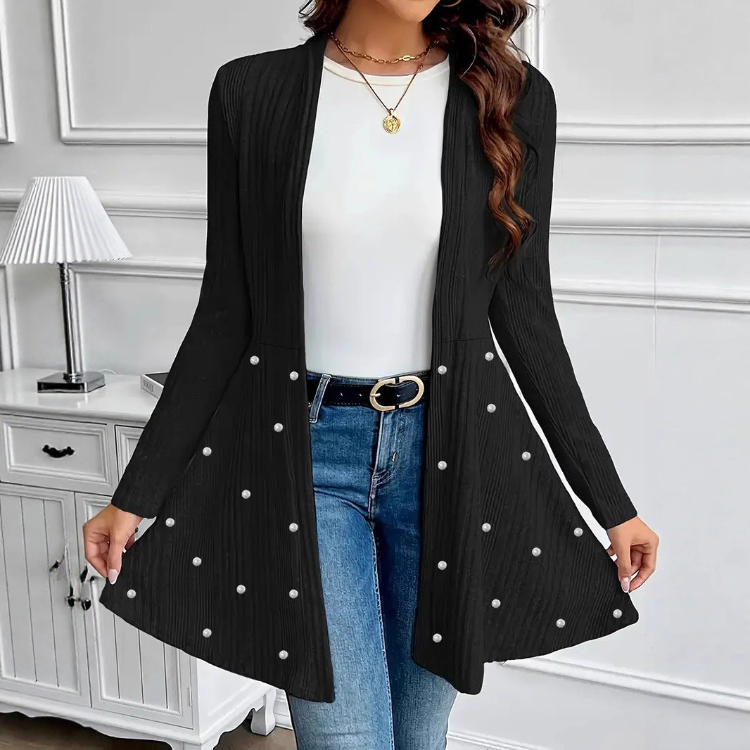 Elegant And Stylish Temperament Commuting Beaded Heavy-duty Knit Cape Jacket