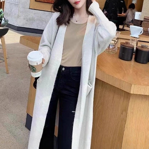 Long Loose Thick Knit Cardigan Coat For Women