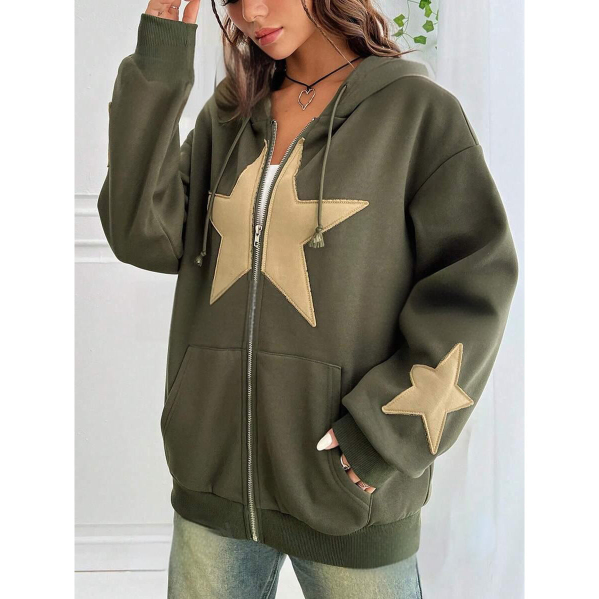 Loose-fit Hooded Cardigan Women's Jacket