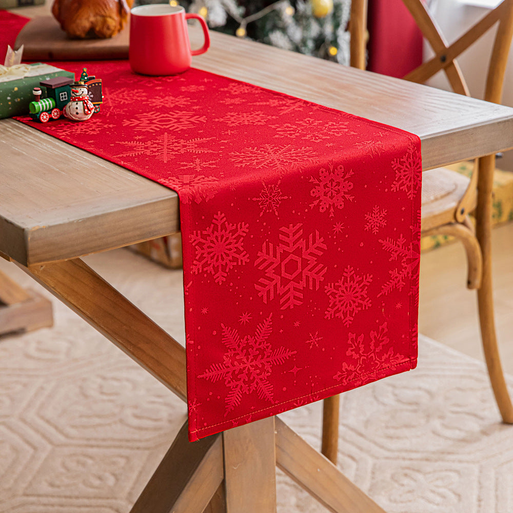 Elegant Satin Polyester Jacquard Christmas Table Runner in Assorted Colors