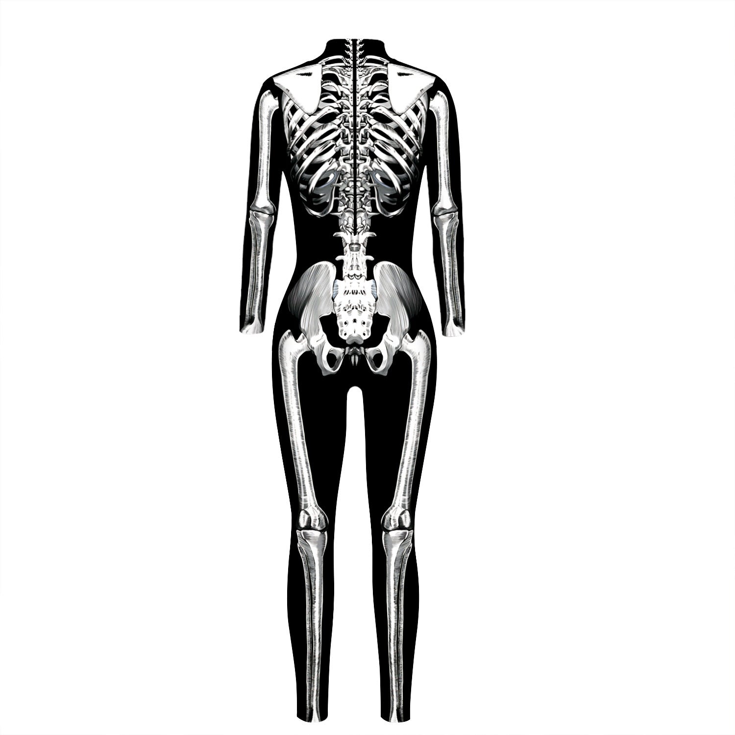 Skeleton Digital Women's Printed Wear Tight Long Sleeve Jumpsuit