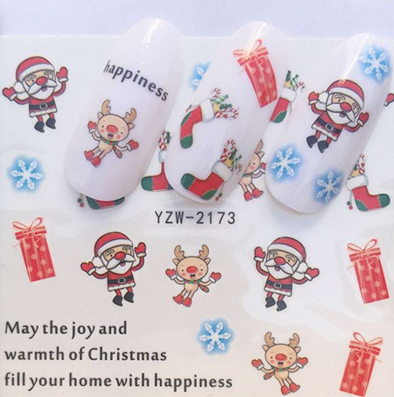 Women's Festive Red and White Holiday Themed Nail Set