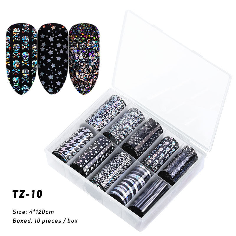 Multicolored and Multipatterned Nail Wraps 10 Piece Set