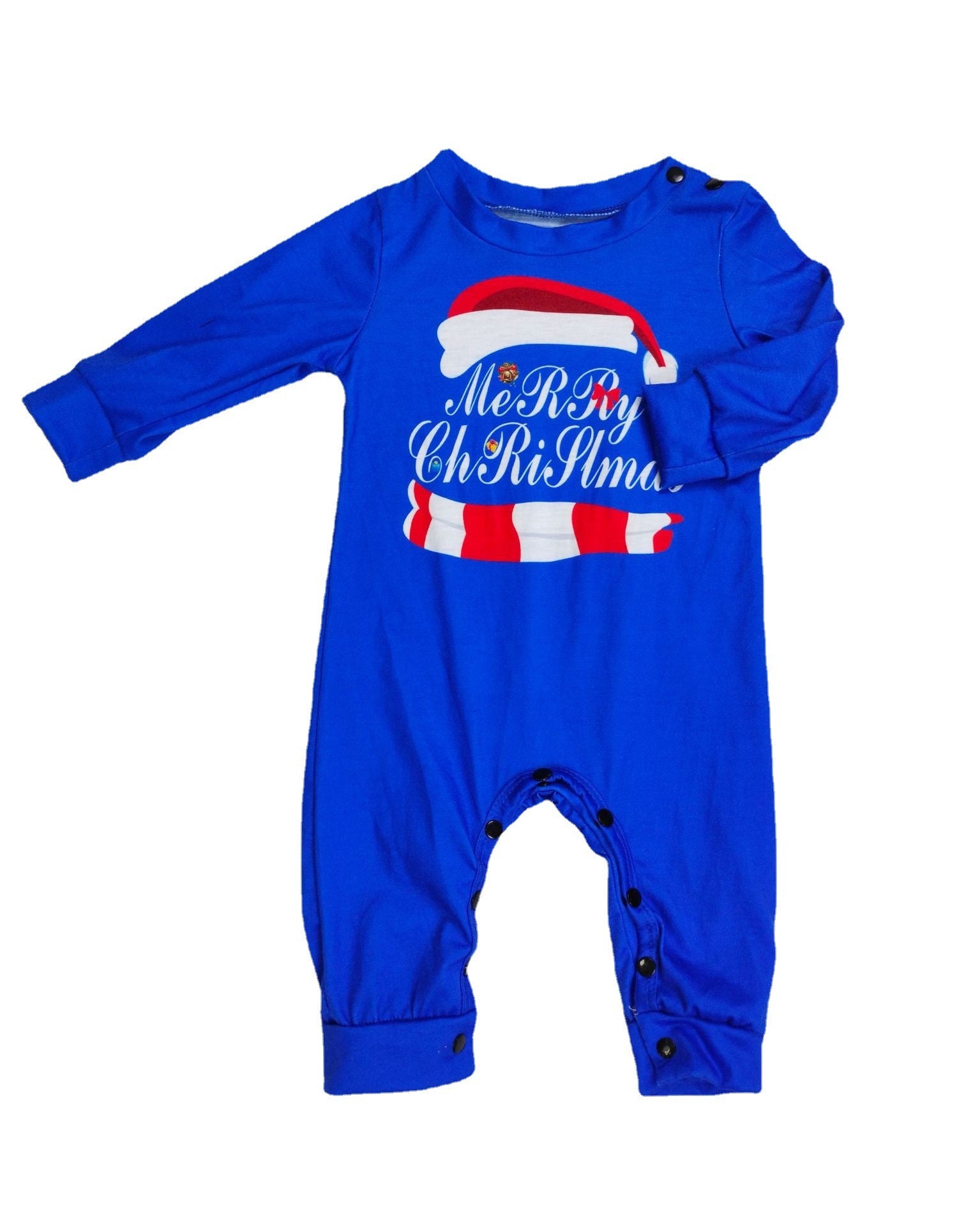 Blauw en wit vrolijk kerstfeest bijpassende familie pyjama set