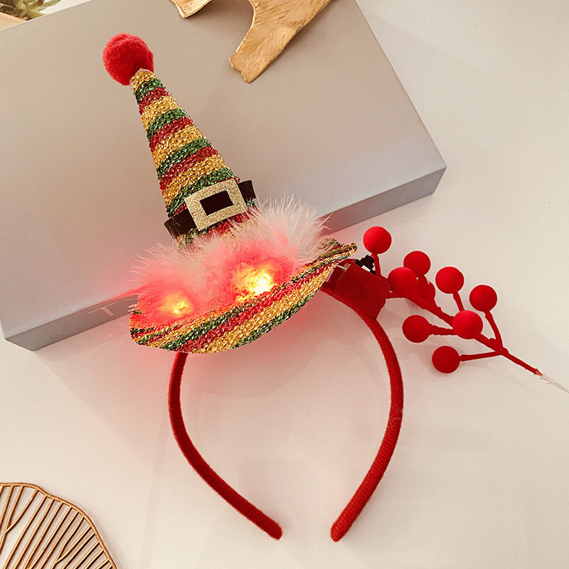 Christmas Tree Headband Hat with LED String Lights