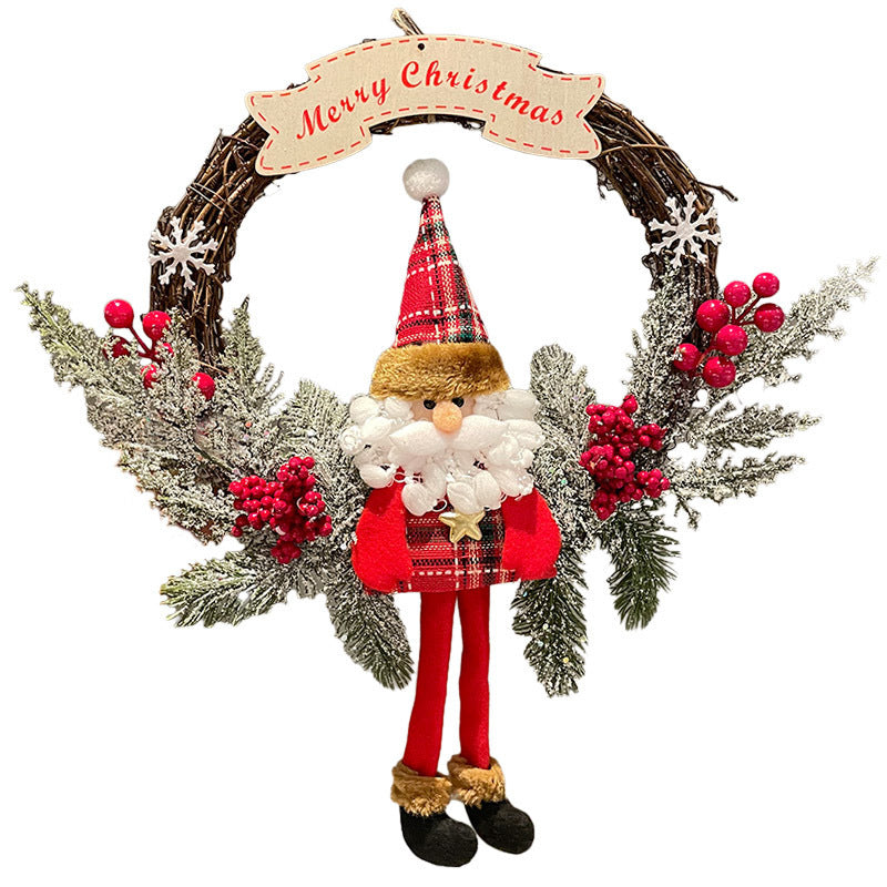 Old Fashioned Farmhouse Chic Santa Claus and Pine Hanging Decoration