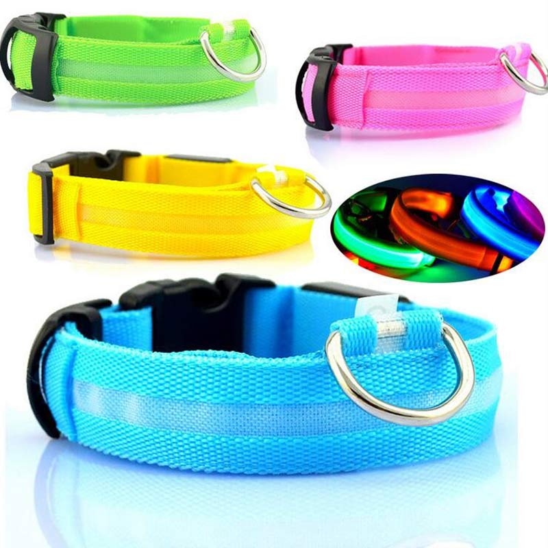 Nylon LED Luminous Pet Collar For Night Safety