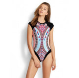 Women's One Piece Tapestry Print Colorful Swimsuit