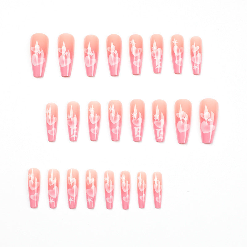 Women's Pretty in Pink Sunset Hearts False Nail Set