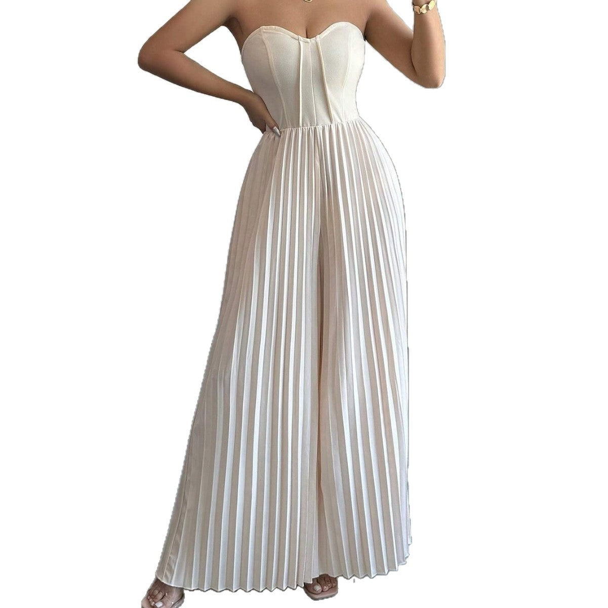 Women's Solid-color Tube Top With Waist-cinching Design