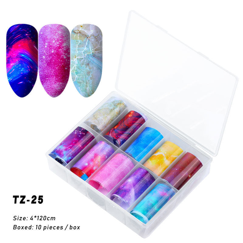 Multicolored and Multipatterned Nail Wraps 10 Piece Set