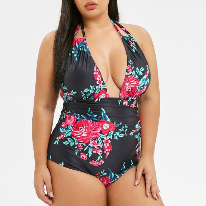 Women's Plus Size Floral Print One Piece Swimsuit