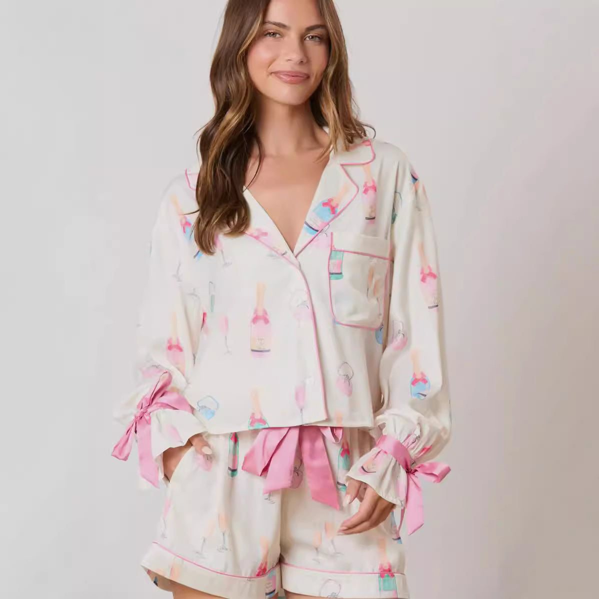 Women's Christmas and New Years Themed Two Piece Pajama Set