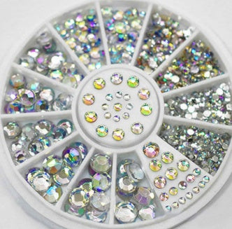 Circular Glittering Fake Jewel Nail Accessories for DIY Nails