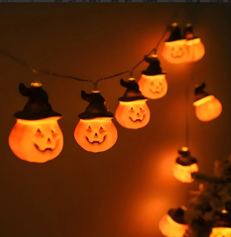 Whimsical Pumpkin Patch Orange String Lights for Halloween