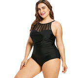 Women’s One Piece Plus Size Swimsuit with Mesh Bodice