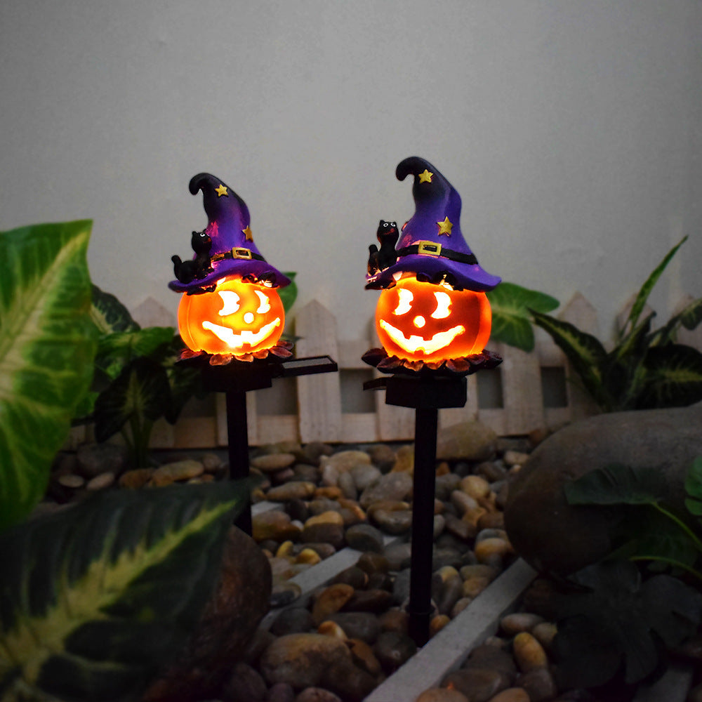 Pumpkin en Witch Hat Halloween Decoration Yard Posts