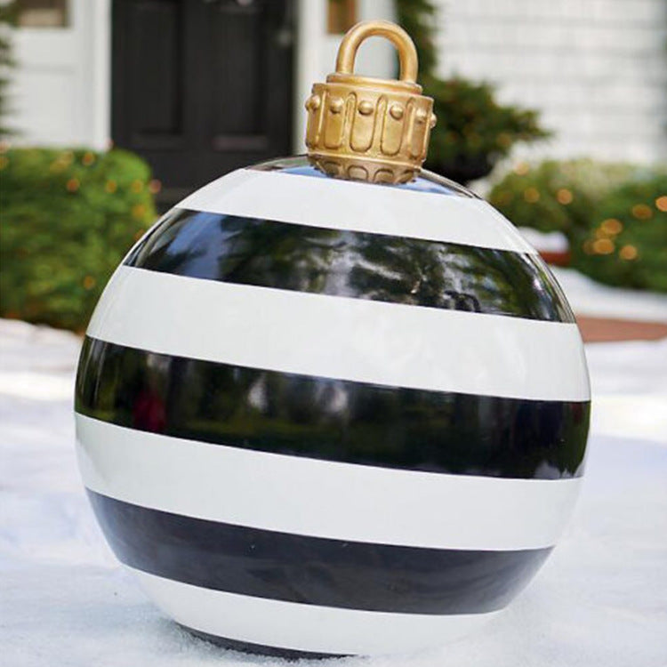 60 Centimeter Hanging Oversized PVC Christmas Ornaments for Exterior Decor-Black stripes-Theone Apparel