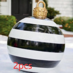 60 Centimeter Hanging Oversized PVC Christmas Ornaments for Exterior Decor-Black stripes-Theone Apparel