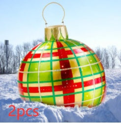60 Centimeter Hanging Oversized PVC Christmas Ornaments for Exterior Decor-Green grids-Theone Apparel