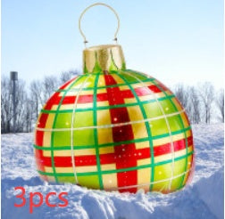 60 Centimeter Hanging Oversized PVC Christmas Ornaments for Exterior Decor-Green grids-Theone Apparel