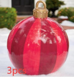 60 Centimeter Hanging Oversized PVC Christmas Ornaments for Exterior Decor-Red stripes-Theone Apparel