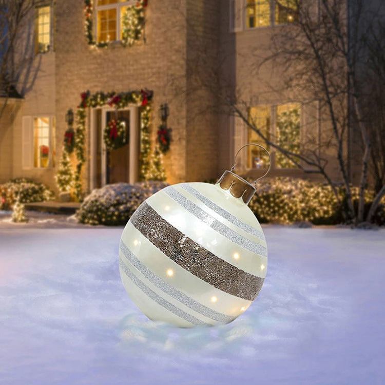 60 Centimeter Hanging Oversized PVC Christmas Ornaments for Exterior Decor-Striped cloth-Theone Apparel