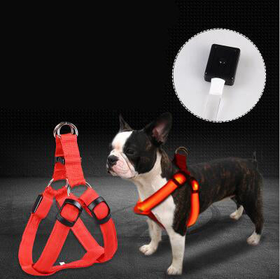LED Luminous Dog Harness And Leash Set For Night Safety
