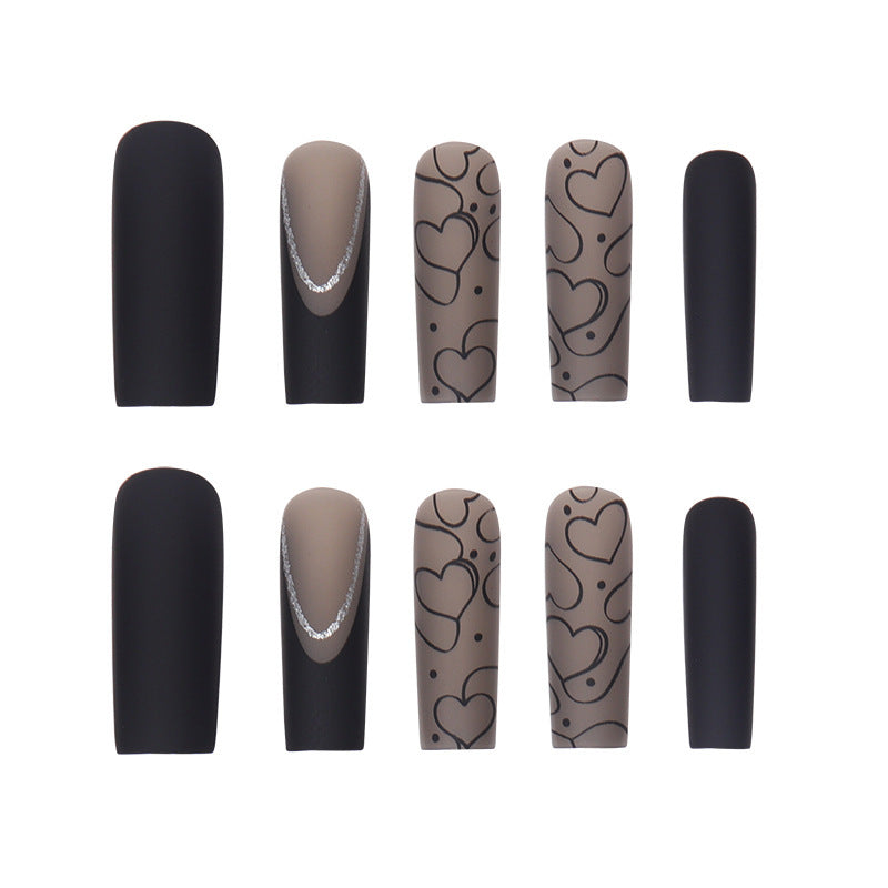 Women's Transparent Black Lace Nail Set for DIY Manicures