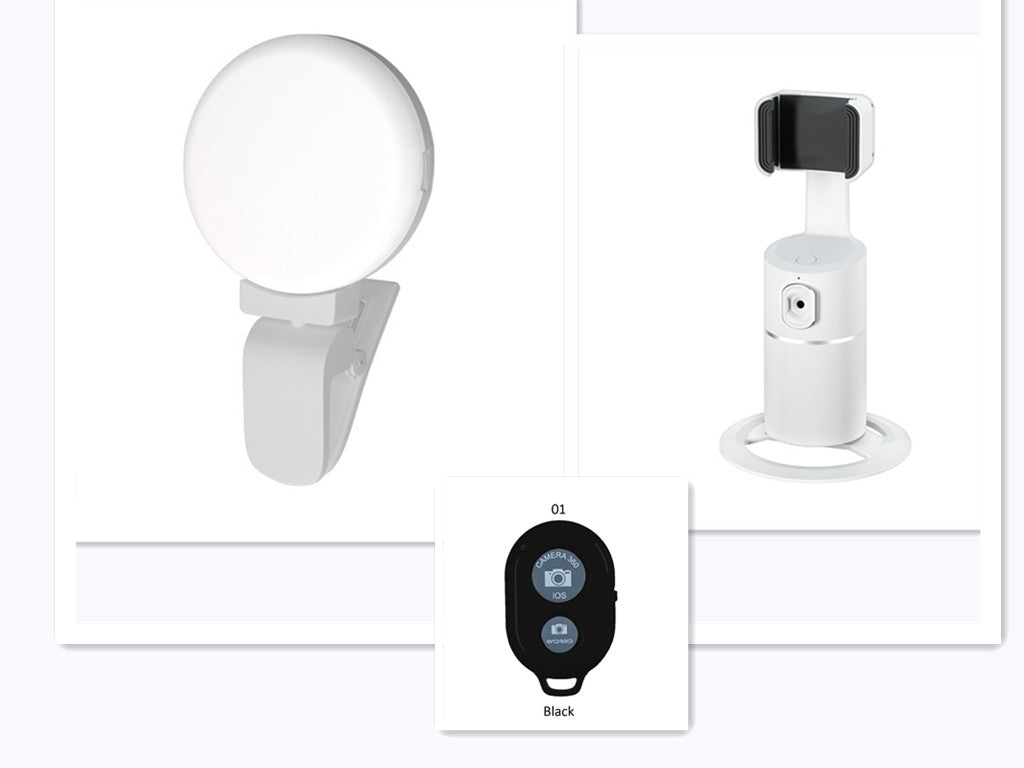 AI Face?Tracking 360° Rotating Phone Stand For Live Streaming