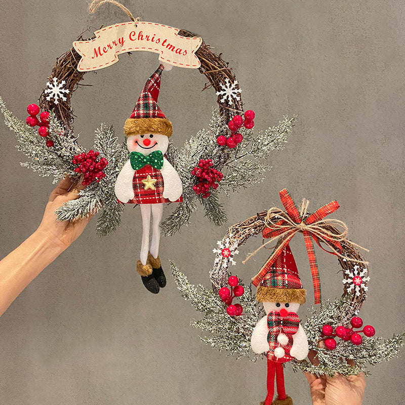 Old Fashioned Farmhouse Chic Santa Claus and Pine Hanging Decoration