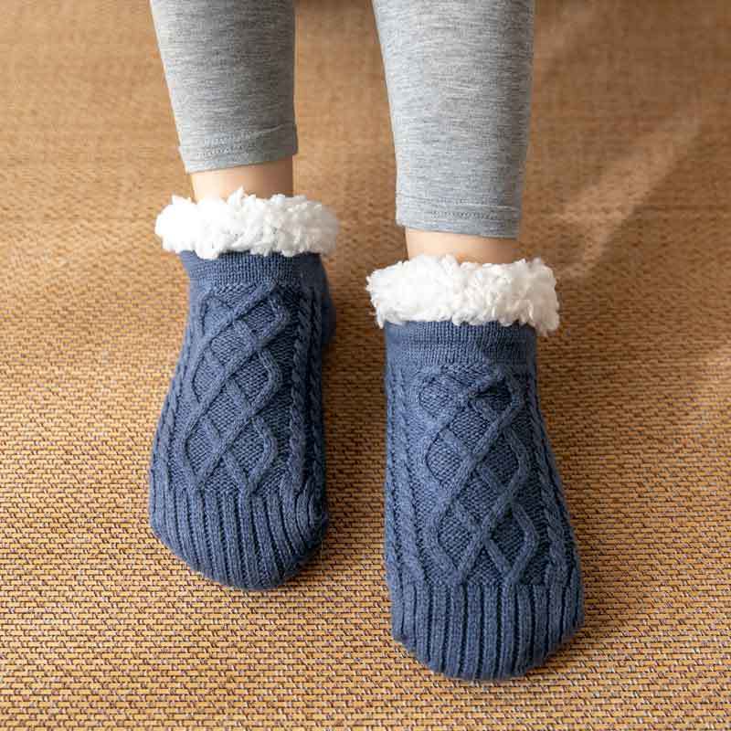 Soft Knit Style Winter Socks with White Fleece Lining in Multiple Colors