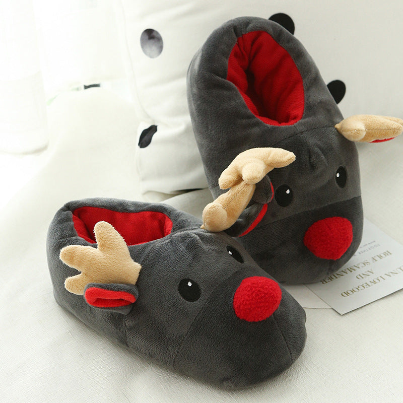 Full Foot Slip On Reindeer House Slippers with Warm Fleece Lining