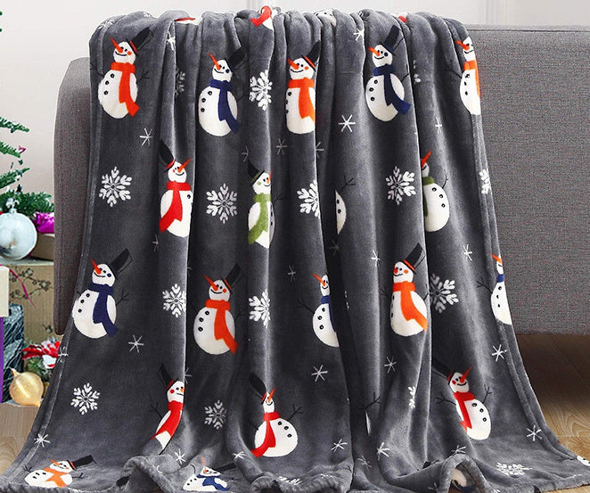 Double Sided Winter and Christmas Themed Fleece Blanket