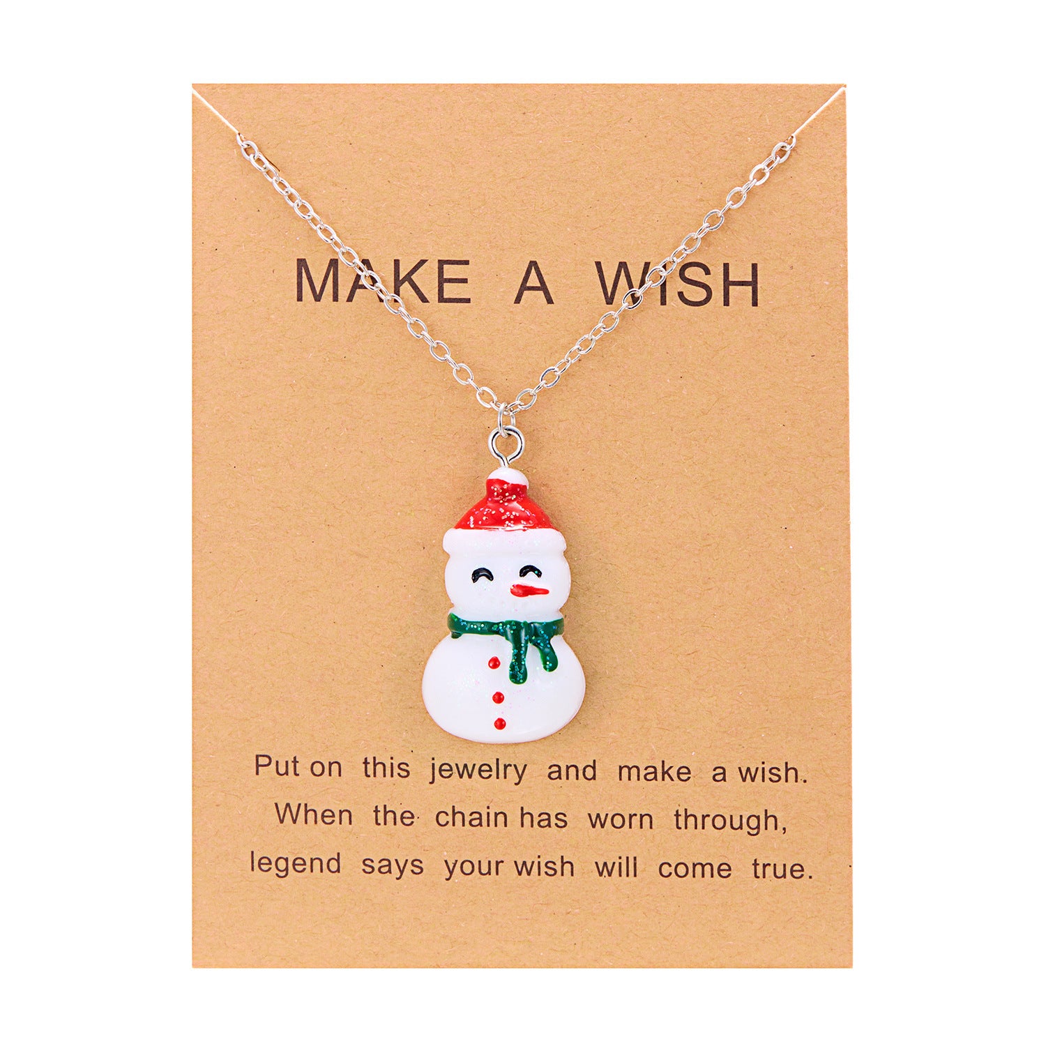 Silver-Tone Christmas Resin Glitter-Accent Chain Pendant Necklace in Assorted Styles