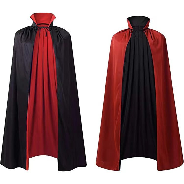 Black and Red Reversible Cloak with Collar Halloween Costume