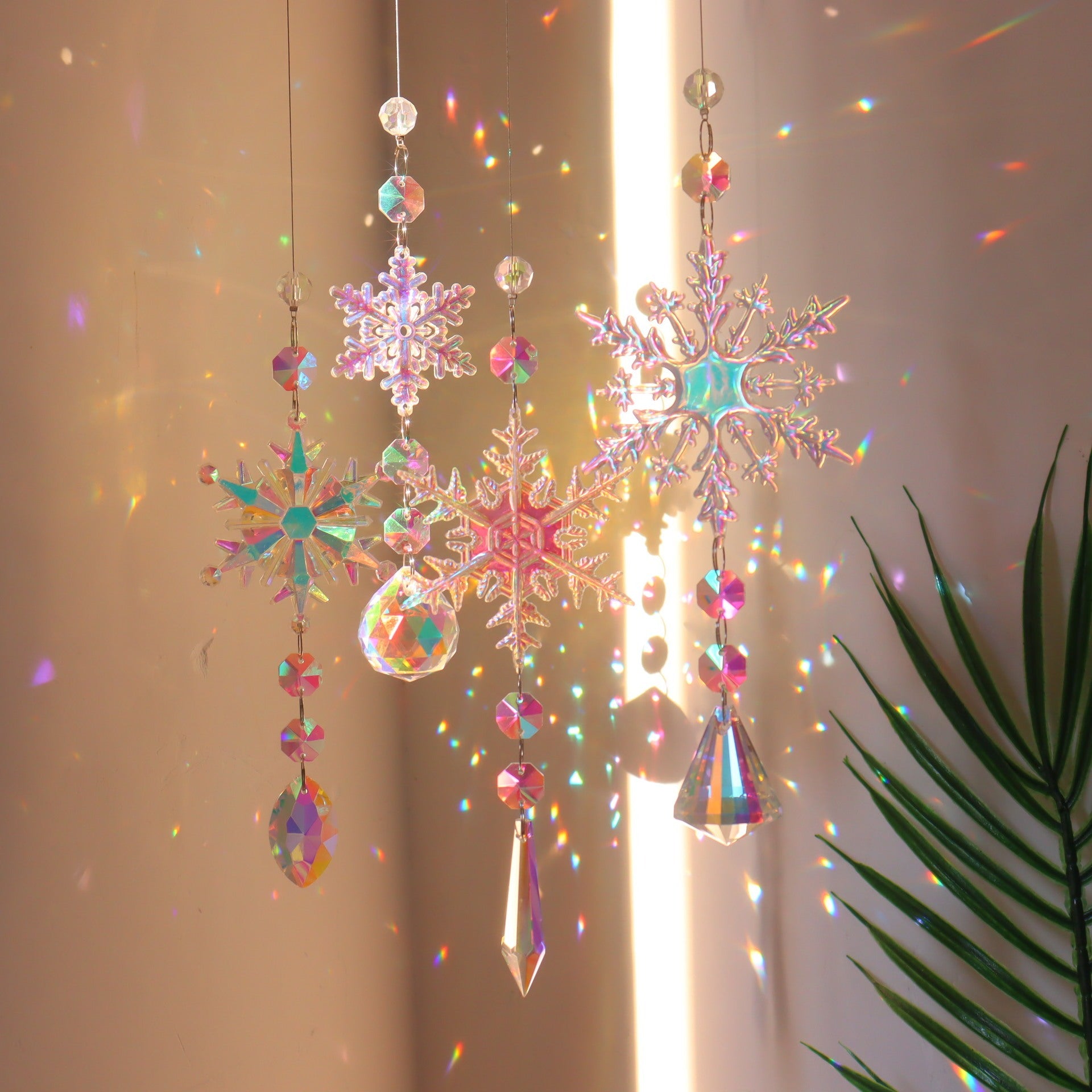 Dainty and Whimsical Pastel Colored Snowflake Hanging Pendant Lights